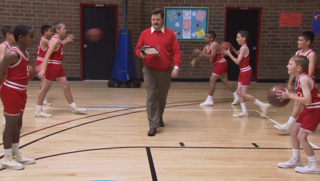 Ron Swanson dresses up as former Indiana University basketball coach Bob Knight.