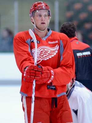 Red Wings forward Anthony Mantha during training camp Sunday in Traverse City.