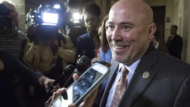 Rep. Tom MacArthur, R-N.J., speaks with reporters on Capitol Hill in Washington following a Republican caucus meeting in May.