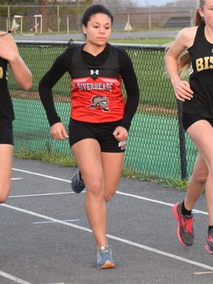 Riverheads’ Jodi Jones, center, won the girls 800-meter run at VHSL Class 1, Region B track championships on Monday, May 21, 2018, at Stonewall Jackson High School in Quicksburg, Va.