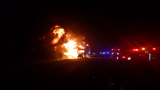 All lanes of I-95 near Viera were blocked Wednesday morning as crews responded to a semi-tractor fire.
