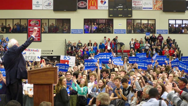 Bernie Sanders at Southern Illinois University Edwardsville on March 4, 2016.