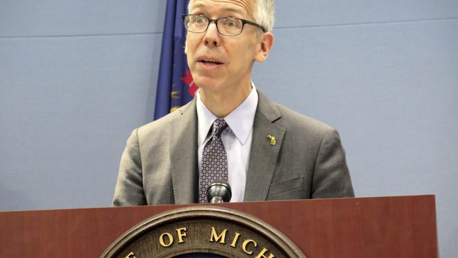 Robert Gordon, director of the Michigan Department of Health and Human Services, speaks at a news conference about lead testing Wednesday, June 26, 2019 at the Romney Building in Lansing, Mich. Gordon suddenly announced his resignation on Twitter Friday, Jan. 22.