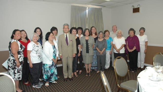 (From left) Michelle Amano, Eastern District governor of the Japanese American Citizens League, recently conducted the installation of the following 2016-17 Executive Board members and officers of the league's Seabrook chapter: Julie Gergenti, Irene Kaneshiki, Stefanie Pierce, Susan Jacques, Sharon Yoshida, Michael Asada, Linda Ono, Louise Ogata, Misono Miller, Noriko Jacques, Kanoko Masatani, Peggy Sabla, Ron Schaffer, Bonnie Schaffer, Lenore Wurtzel and Darlene Mukoda.