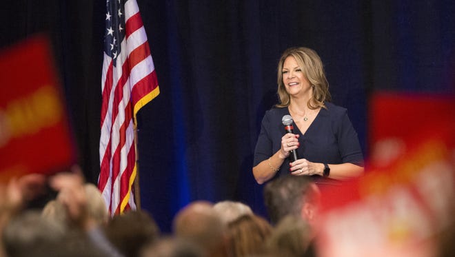 Kelli Ward speaks to supporters during her Senate campaign kickoff event on Oct. 17, 2017, in Scottsdale.
