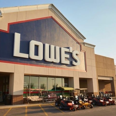 Lowe's store as seen from front, with various equi