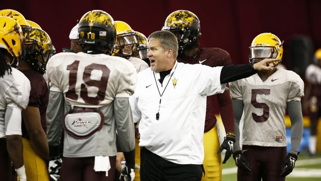 ASU's Shawn Slocum at spring football practice on Thursday, April 2, 2015 in Tempe.