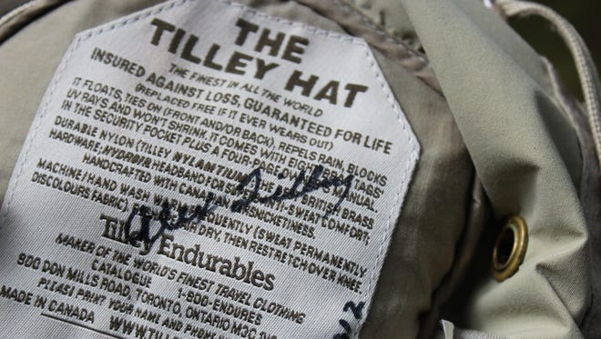 An Alex Tilley hat autographed by Tilley himself.