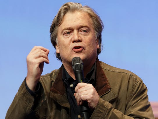 Former White House adviser Steve Bannon delivers a