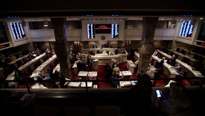 Alabama House of Representatives gather during the legislative special session on Tuesday, August 23, 2016, at the State House in Montgomery, Ala.