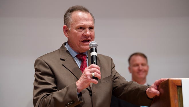 Roy Moore announces that he will be pursuing a recount of election results that have Doug Jones winning the Alabama Senate race during the Roy Moore Election Night Party on Tuesday, Dec. 12, 2017, in Montgomery, Ala. 