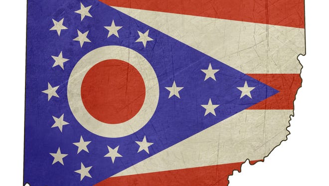 Grunge state of Ohio flag map