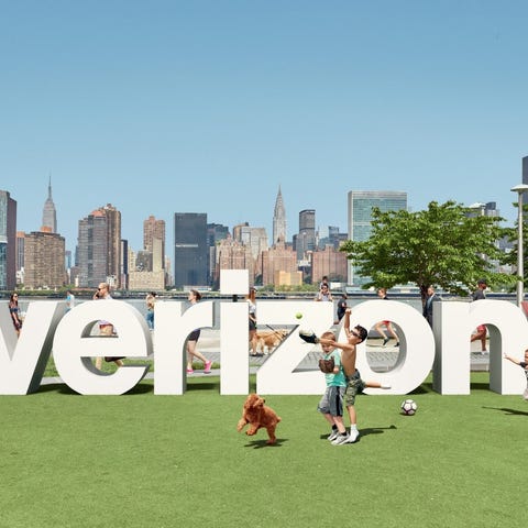 The Verizon logo outside.