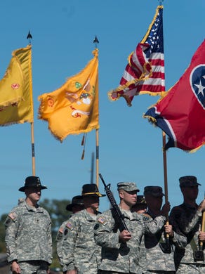The Tennessee National Guard's 278th Armored Cavalry Regiment's change of command ceremony at West High School non Sunday, October 18, 2015. Col. H. Warner Holt II is the new commander. 