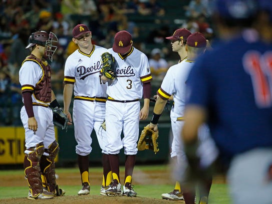 After giving up four runs Arizona State pitcher Chaz
