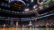 Apr 23, 2015: LeBron James (23) dunks against the Boston