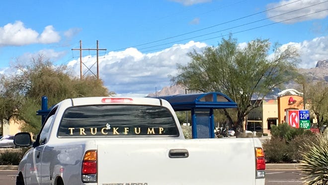 When it comes to profanity, this truck in a Tucson Post Office parking lot skirts the line that many others boldly cross.