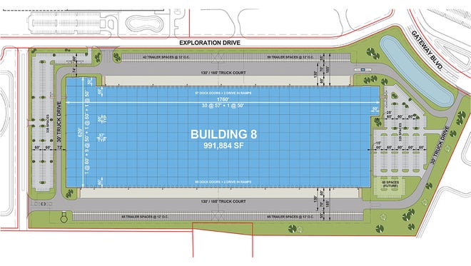A site plan for Building 8 planned at the Park North development in Monroe.