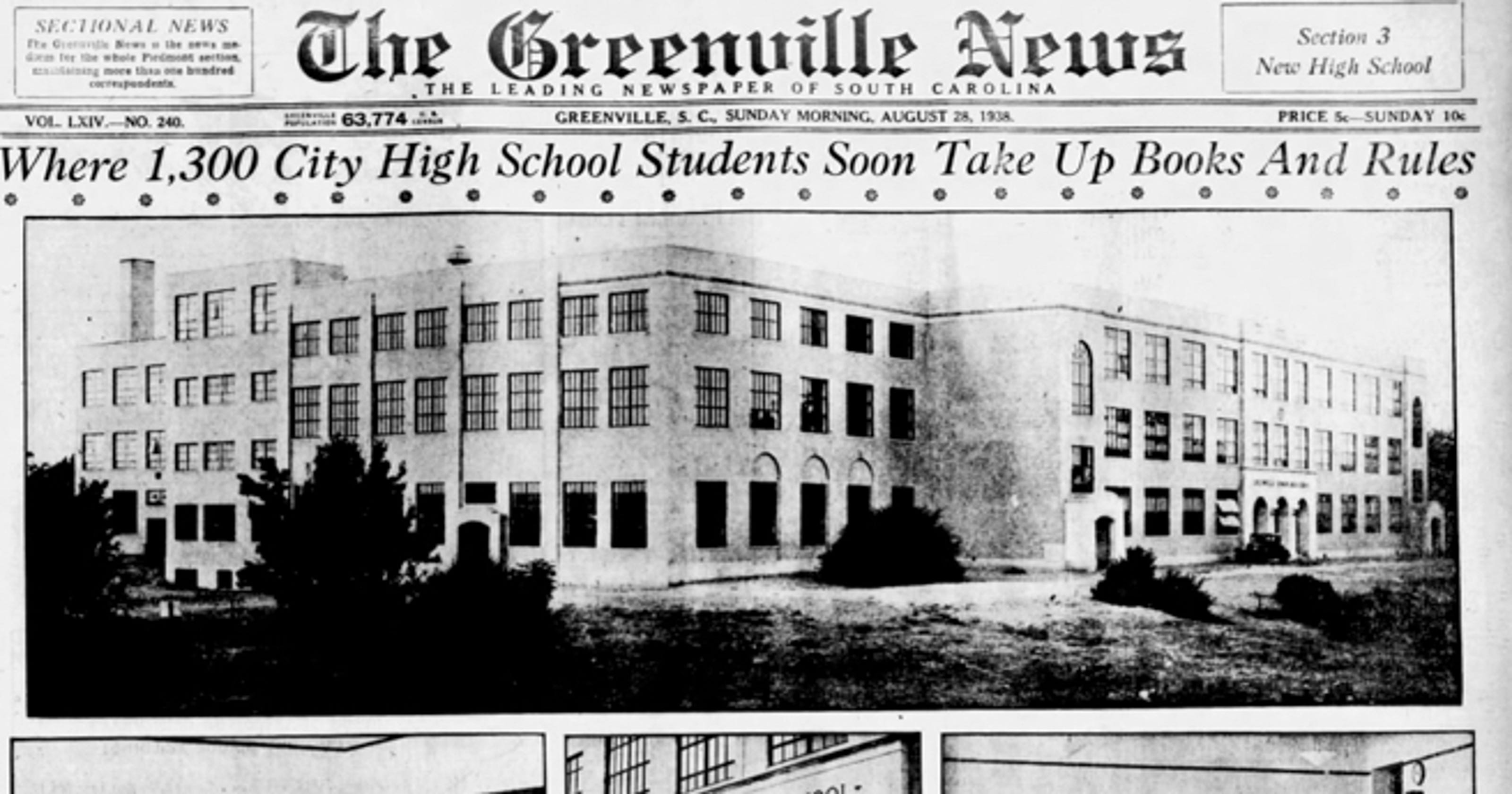 Greenville High School opens in 1938
