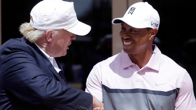 Tiger Woods and Jack Nicklaus played golf with President Donald Trump on Saturday.