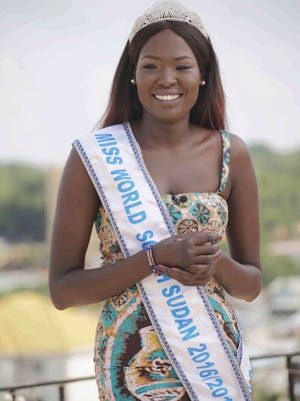 Akuany Ayuen Jongkuch, Miss South Sudan 2016, is visiting Sioux Falls after competing in the Miss World pageant last month in Washington D.C.
