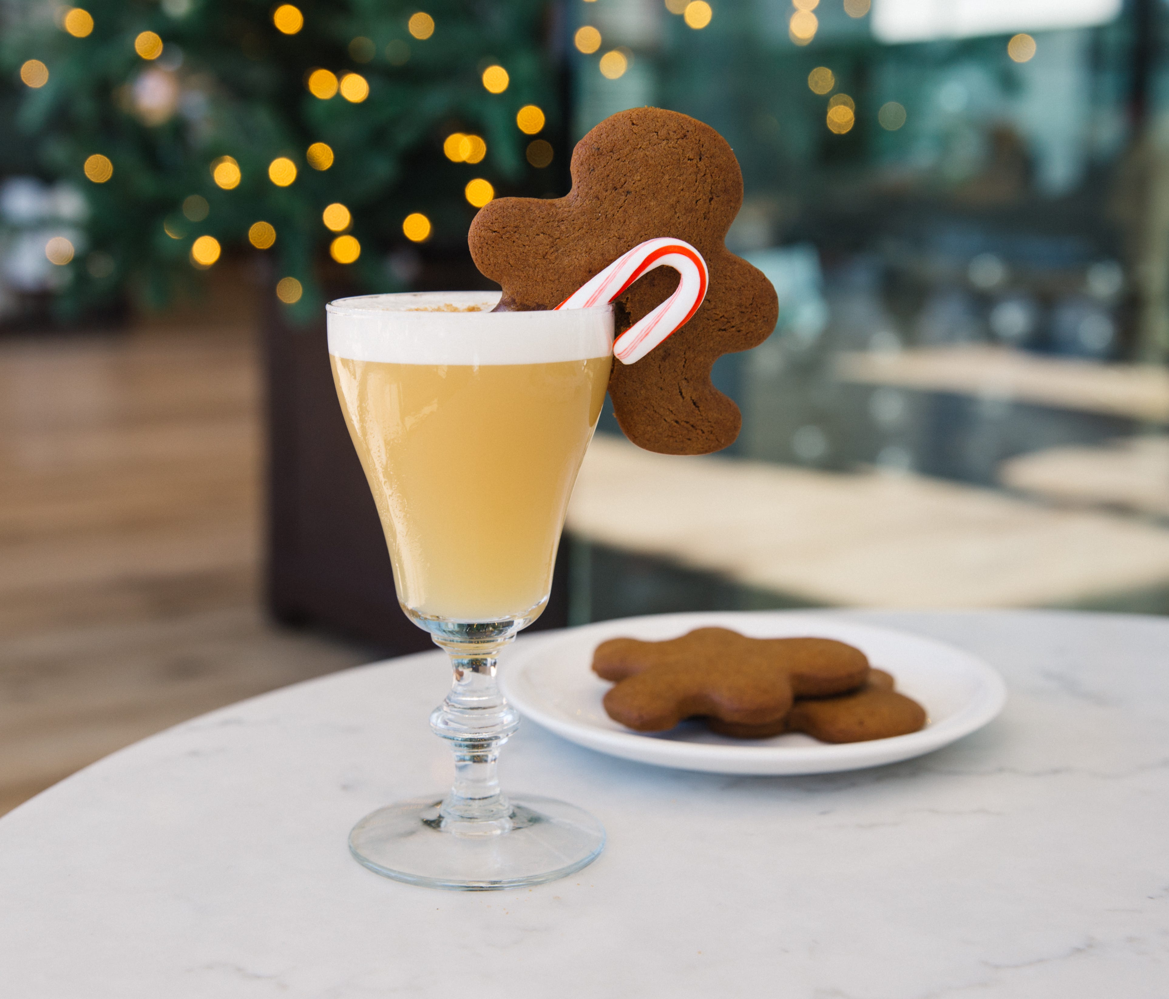 At Ever Bar in Hollywood, lead bartender Dan Rook makes The Ginger Man with Bols Genever, Faretti Biscotti Famosi, Bonolli o'f Amaro, absinthe, ginger, cinnamon and gingerbread crumbs, a gingerbread cookie and a mini candy cane.