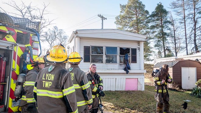 Lyon Township firefighters responded to a mobile home fire Tuesday morning.