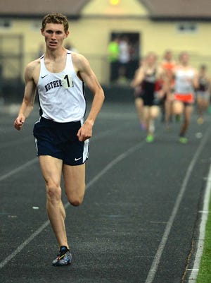 Sean Sullivan of Rutherford on his way to finishing first in the 1,600m at the Bergen Championships held at Hasbrouck Heights High School in May.