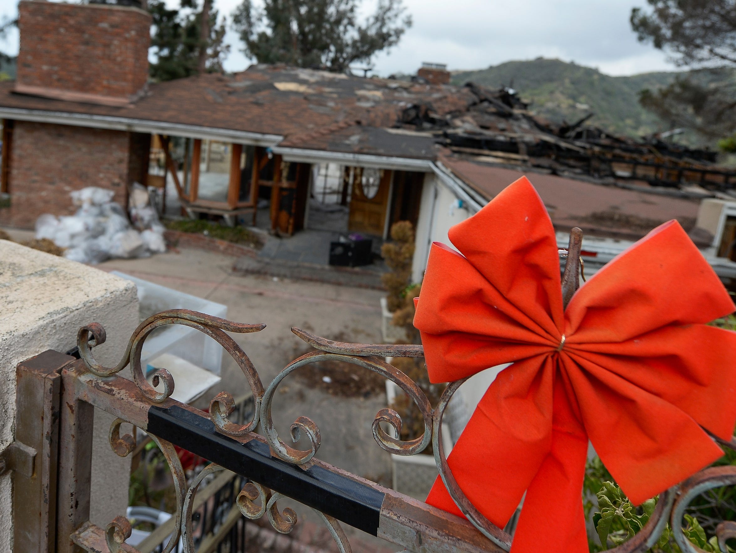 One of several homes destroyed in the Skirball Fire