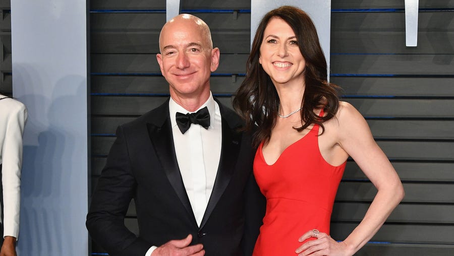 Jeff Bezos and MacKenzie Bezos attend the 2018 Vanity