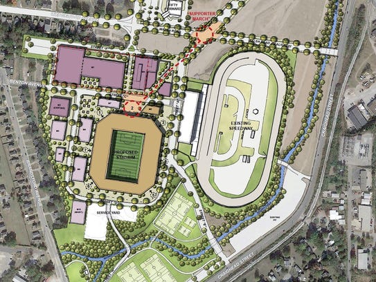 The site plan for a proposed MLS stadium in Nashville