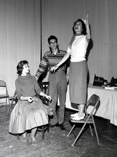 Vineland High School senior play rehearsal. 1957.