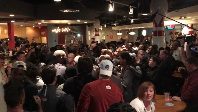 Things got a little heated between Michigan and South Carolina after an Outback Bowl bowling event in Tampa on Wednesday night.