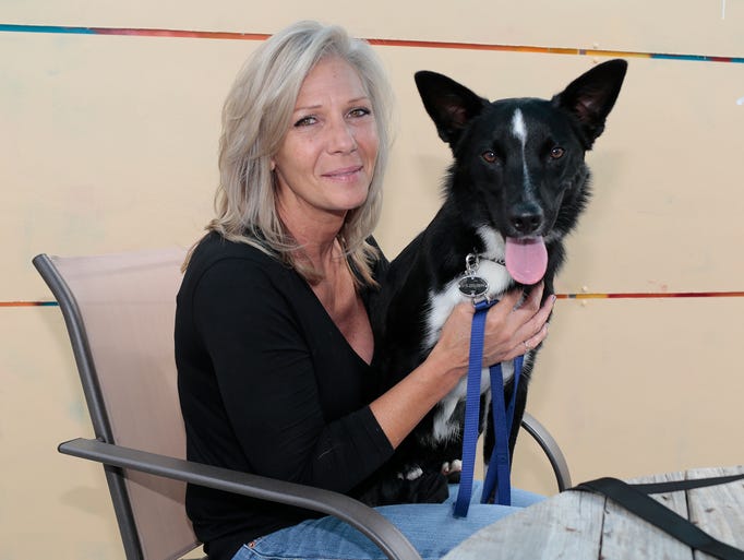 Kelly Gebauer, 54, and Nero, an Australian Shepherd