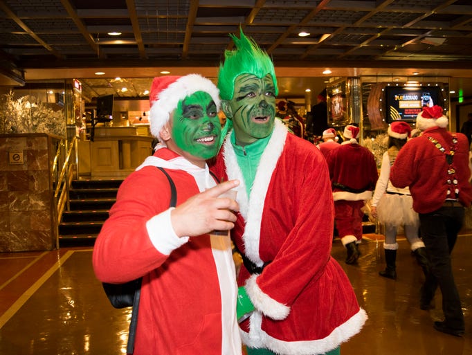 A scene from the Santa Crawl on Saturday in downtown