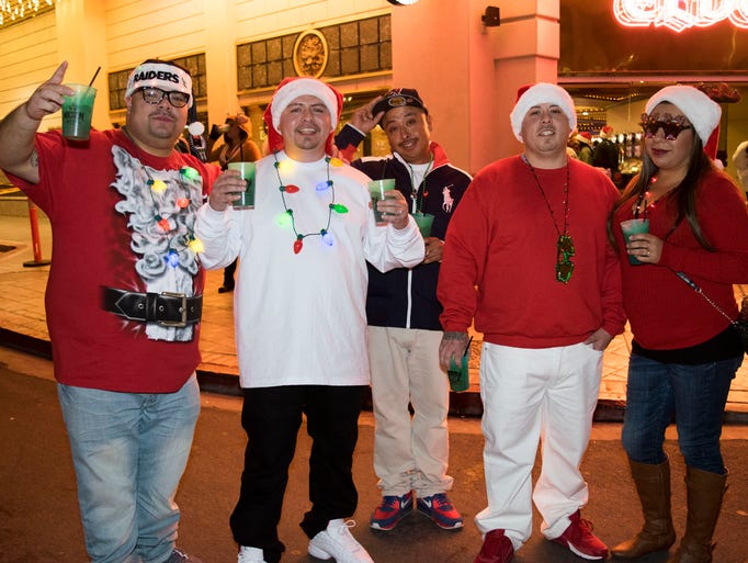 A scene from the Santa Crawl on Saturday in downtown
