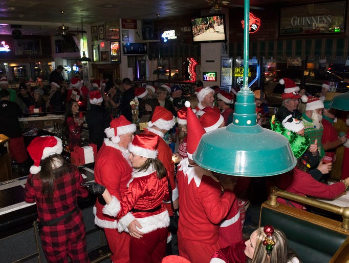 A scene from the Santa Crawl on Saturday in downtown