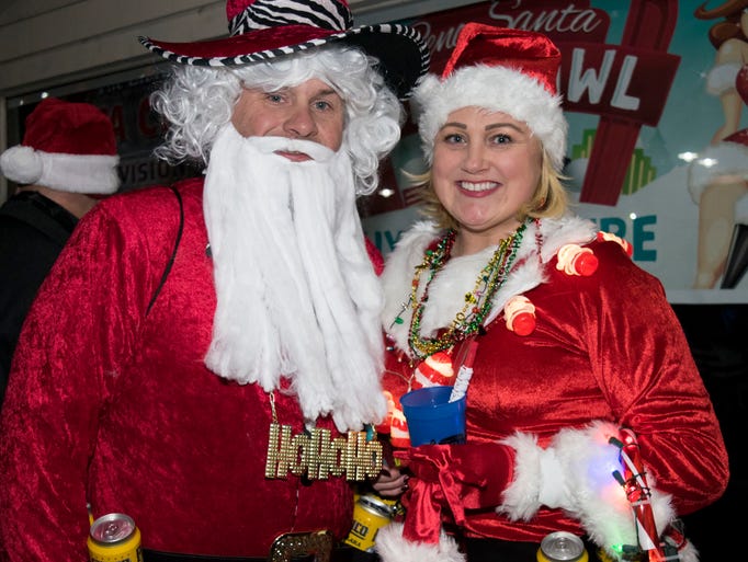 A scene from the Santa Crawl on Saturday in downtown