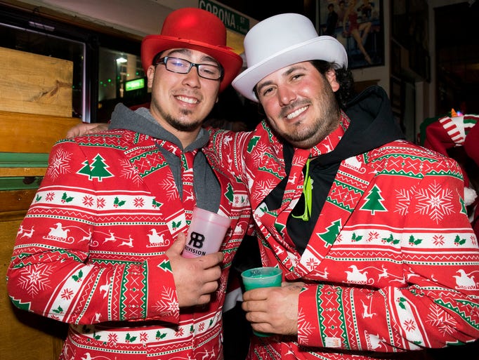 A scene from the Santa Crawl on Saturday in downtown