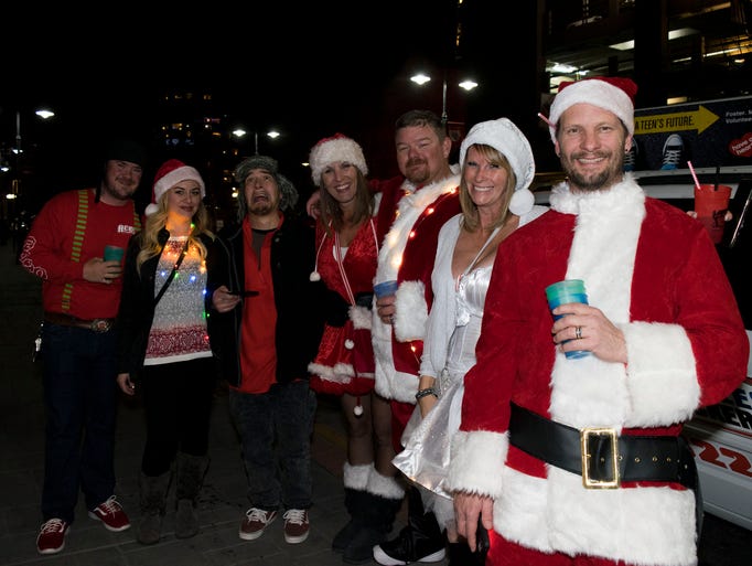 A scene from the Santa Crawl on Saturday in downtown