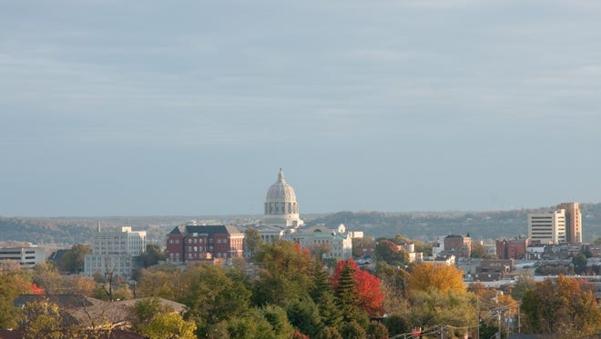 the Skyline of Jefferson City, Mo., captured in the beauty of the Fall as the colors begin to change.