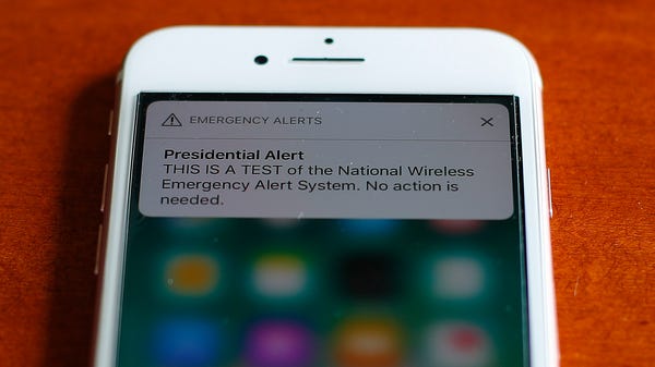 The first test of the national wireless emergency...