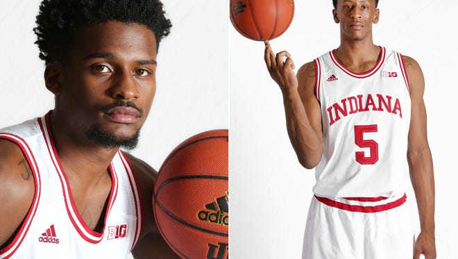 Stanford Robinson (left) and Troy Williams of the IU basketball team.
