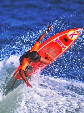 This photo of Kelly Slater was taken in 1982 when he was 10 at the ESAA competition in Cape Hatteras, North Carolina. Slater dominated the menehune and boys divisions.