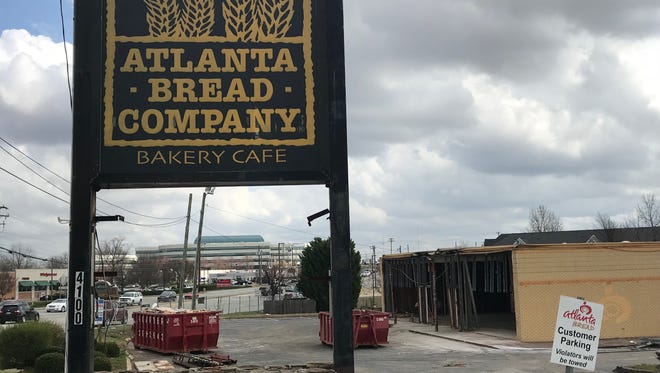 The site of a former Atlanta Bread Company restaurant on Pelham Road is undergoing construction.