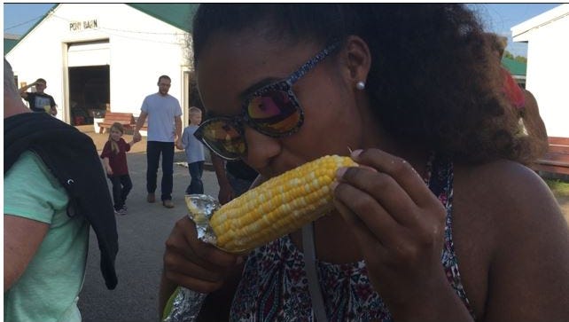 Adrianna Allen of Mansfield, said she was eating her second ear of corn on the cobb this week at the Richland County Fair.