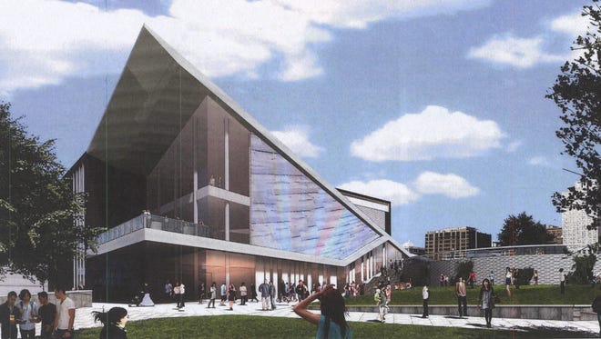An artist's rendering of the Cincinnati Symphony Orchestra's proposed concert venue at The Banks