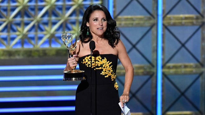 Julia Louis-Dreyfus gives her acceptance speech after winning her sixth consecutive acting Emmy for HBO's 'Veep.'
