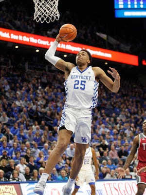 Kentucky Wildcats forward PJ Washington (25) shoots the ball against the Troy Trojans in the first half at Rupp Arena. Mandatory Credit: Mark Zerof-USA TODAY Sports