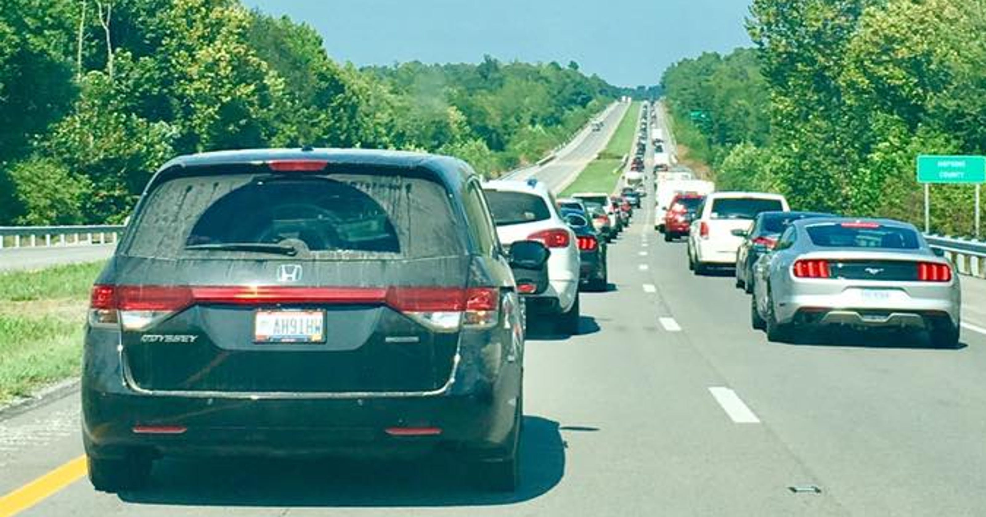 UPDATE Eclipse traffic jam heads north; drivers urged to wait